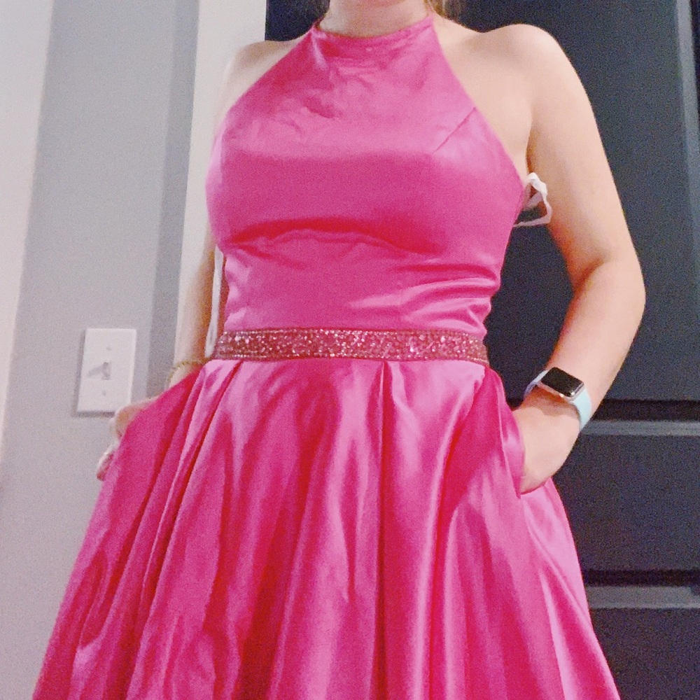 Hot pink Sherri hill prom dress